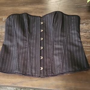 Black Pinstripe Corset Top